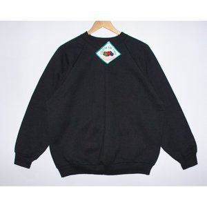 Vintage 90s Deadstock Fruit of the Loom Black Raglan Sleeve Crewneck Sweatshirt